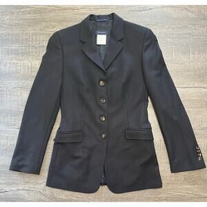 Piazza Sempione Women's Jacket IT. 40 Wool & Cashmere 4 Button Blazer, Black.
